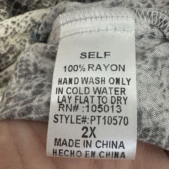 Savanna Jane Floral Embroidered Tunic Top 2X Boho Artsy Festival Flared Sleeves - Picture 5 of 11